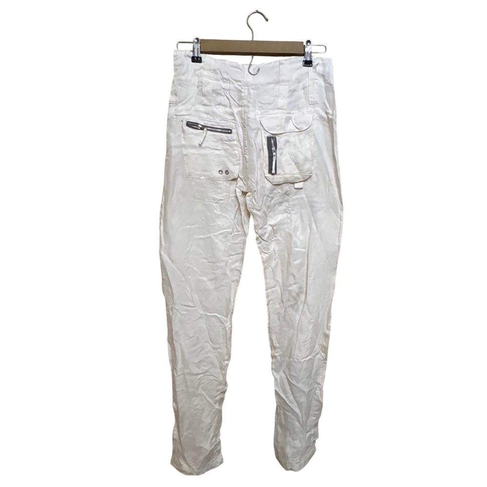 Pete & Greta White Utility Cargo Pants Multi-Pocket Straight Leg Size 6